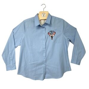 Port Authority Ladies‎ Light Blue Long Sleeve Shirt Soldiers Angels Graphic XXL